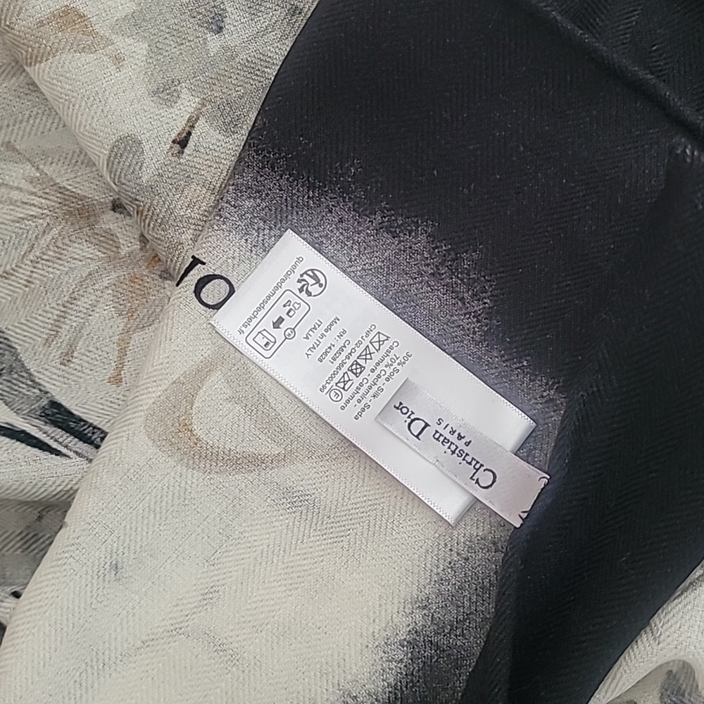 Dior Beige and Black Silk Scarf - Picture 8 of 9